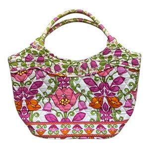 Vera Bradley Womens Retired Lilli Bell Small Tote Purse Pink Quilted Cottage